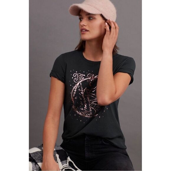 NEW Anthropologie Sol Angeles St. Moritz Switzerland Alpine Graphic Tee X-Small - Picture 1 of 3